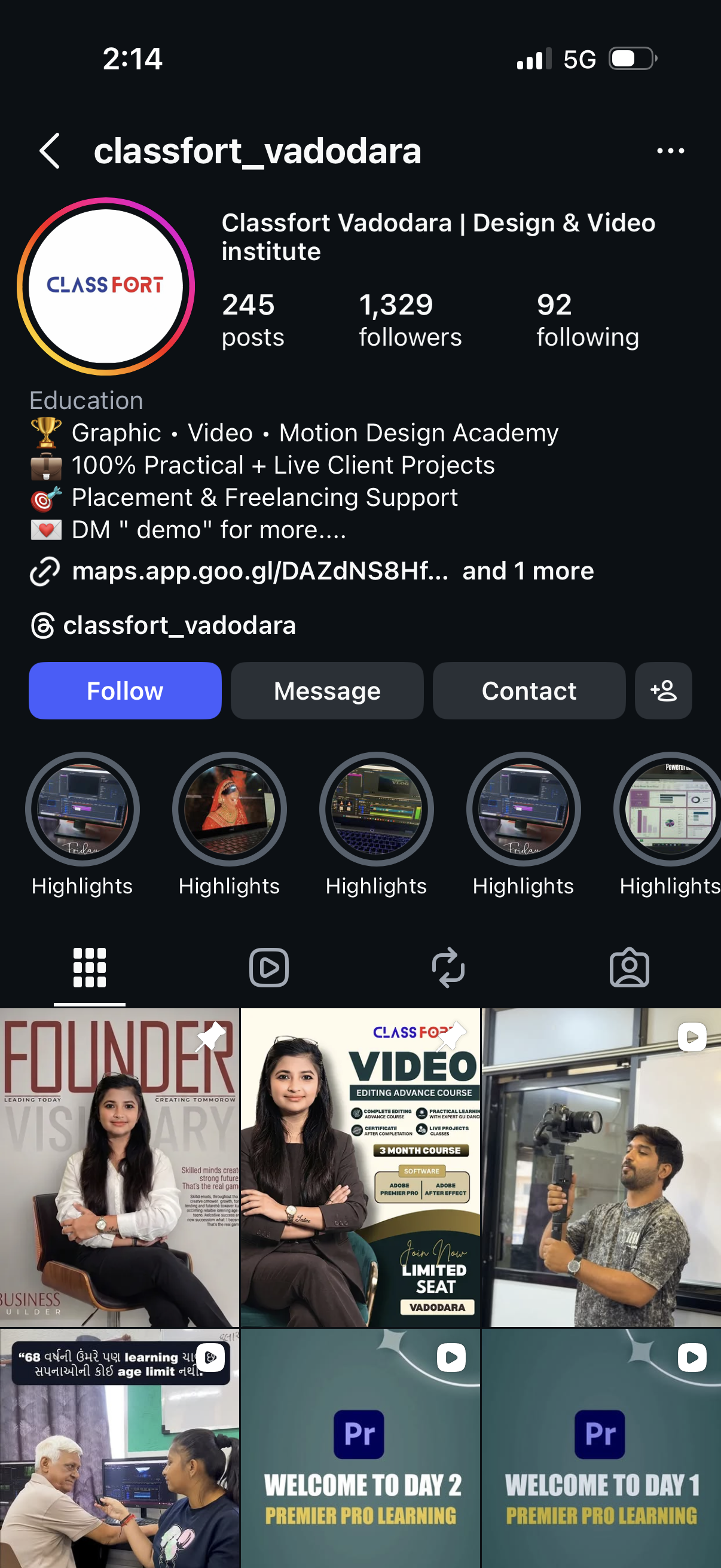 Classfort Instagram Profile